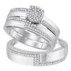 Image 1 : His Hers Round Diamond Cluster Matching Wedding Set 1/3 Cttw 10kt White Gold - REF-38A9M