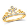 Image 1 : Womens Round Diamond Crown Tiara Band Ring 1/10 Cttw 10kt Yellow Gold - REF-15W5K