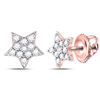 Womens Round Diamond Star Earrings 1/6 Cttw 10kt Rose Gold - REF-7M5H