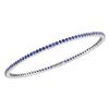 Womens Round Blue Sapphire Single Row Bangle Bracelet 3 Cttw 18kt White Gold - REF-109N5F