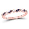 Image 1 : Womens Round Blue Sapphire Diamond Stackable Band Ring 1/10 Cttw 10kt Rose Gold - REF-13Y9N