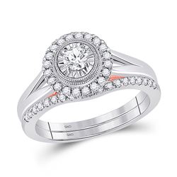 Round Diamond Bridal Wedding Ring Band Set 1/2 Cttw 10kt Two-tone Gold - REF-52N9F