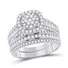 Image 1 : Round Diamond Bridal Wedding Ring Band Set 1-1/2 Cttw 14kt White Gold - REF-109K5Y