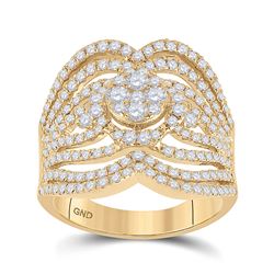 Womens Round Diamond Fashion Ring 1-3/4 Cttw 14kt Yellow Gold - REF-131X5A