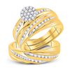 Image 1 : His Hers Round Diamond Cluster Matching Wedding Set 3/4 Cttw 10kt Yellow Gold - REF-58A9M