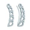 Image 1 : Womens Round Diamond Curved Teardrop Climber Earrings 1/3 Cttw 10kt White Gold - REF-24K9Y