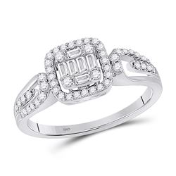 Womens Baguette Diamond Fashion Cluster Ring 3/8 Cttw 14kt White Gold - REF-38X9A