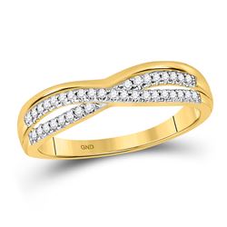 Womens Round Diamond Twist Band Ring 1/6 Cttw 10kt Yellow Gold - REF-10W5K