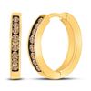 Image 1 : Womens Round Brown Diamond Hoop Earrings 1/4 Cttw 10kt Yellow Gold - REF-14H9R
