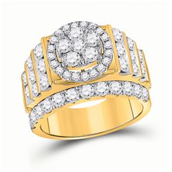 Round Diamond Cluster Bridal Wedding Engagement Ring 3-5/8 Cttw 14kt Yellow Gold - REF-263X5A