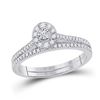 Image 1 : Round Diamond Oval Bridal Wedding Ring Band Set 1/3 Cttw 10kt White Gold - REF-27H9R