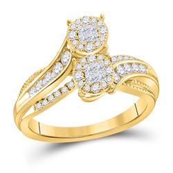Princess Diamond Cluster Bridal Wedding Engagement Ring 1/2 Cttw 14kt Yellow Gold - REF-51R9X