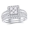 Image 1 : Round Diamond Bridal Wedding Ring Band Set 1 Cttw 14kt White Gold - REF-79K5Y
