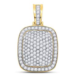 Mens Round Diamond Pillow Charm Pendant 3 Cttw 14kt Yellow Gold - REF-175N5F