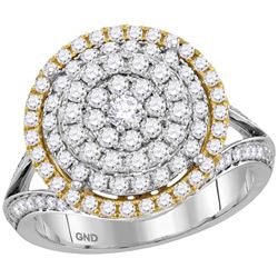 Womens Round Diamond Right Hand Cocktail Ring 1-3/8 Cttw 14kt Two-tone Gold - REF-91Y9N