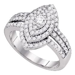 Round Diamond Solitaire Bridal Wedding Engagement Ring 1 Cttw 14kt White Gold - REF-71H9R