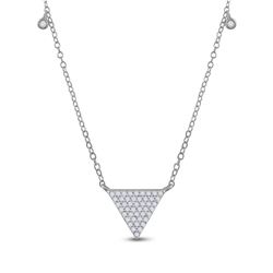 Womens Round Diamond Triangle Necklace 1/4 Cttw 10kt White Gold - REF-25X9A