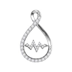 Womens Round Diamond Heartbeat Moving Twinkle Pendant 1/6 Cttw 10kt White Gold - REF-14F9W