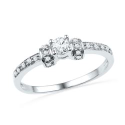 Womens Round Diamond Solitaire Promise Ring 1/4 Cttw 10kt White Gold - REF-20W9K