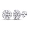 Image 1 : Womens Round Diamond Cluster Earrings 1-1/4 Cttw 14kt White Gold - REF-68F5W