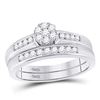 Image 1 : Round Diamond Bridal Wedding Ring Band Set 1/2 Cttw 10kt White Gold - REF-44R5X