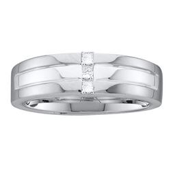 Mens Princess Channel-set Diamond Single Row Wedding Band Ring 1/6 Cttw 14kt White Gold - REF-49Y9N