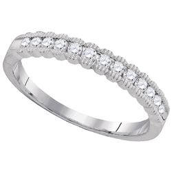 Womens Round Diamond Single Row Band Ring 1/4 Cttw 10kt White Gold - REF-21K5Y