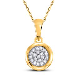 Womens Round Diamond Cluster Pendant 1/6 Cttw 10kt Yellow Gold - REF-10K5Y