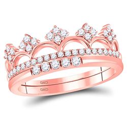 Womens Round Diamond Fashion Band Ring 3/8 Cttw 14kt Rose Gold - REF-40X5A