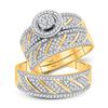 Image 1 : His Hers Round Diamond Cluster Matching Wedding Set 1 Cttw 10kt Yellow Gold - REF-65H5R