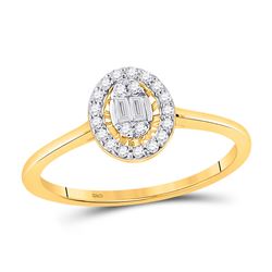 Womens Round Diamond Oval Ring 1/6 Cttw 14kt Yellow Gold - REF-23N5F