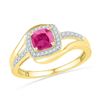 Image 1 : Womens Princess Lab-Created Pink Sapphire Solitaire Ring 1 Cttw 10kt Yellow Gold - REF-14W5K