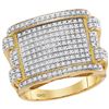 Image 1 : Mens Round Diamond Rectangle Cluster Ring 3/4 Cttw 10kt Yellow Gold - REF-59Y5N