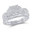 Image 1 : Round Diamond Bridal Wedding Ring Band Set 1/4 Cttw 10kt White Gold - REF-27M5H