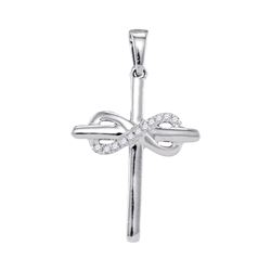 Womens Round Diamond Cross Infinity Pendant 1/20 Cttw 10kt White Gold - REF-5W9K