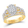 Image 1 : Round Diamond Bridal Wedding Ring Band Set 7/8 Cttw 14kt Yellow Gold - REF-79K5Y