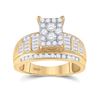 Image 1 : Round Diamond Rectangle Cluster Bridal Wedding Engagement Ring 7/8 Cttw 10kt Yellow Gold - REF-52M9H