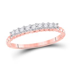 Womens Round Diamond Single Row Band Ring 1/4 Cttw 10kt Rose Gold - REF-16A9M
