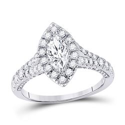 Marquise Diamond Halo Bridal Wedding Engagement Ring 1-1/4 Cttw 14kt White Gold - REF-155Y5N