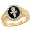 Image 1 : Mens Round Diamond Ankh Cross Fashion Ring 1/6 Cttw 10kt Yellow Gold - REF-31W9K