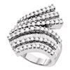 Image 1 : Womens Round Diamond Bypass Cocktail Ring 2 Cttw 14kt White Gold - REF-151R9X