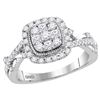 Image 1 : Round Diamond Cluster Bridal Wedding Engagement Ring 5/8 Cttw 14kt White Gold - REF-60R9X