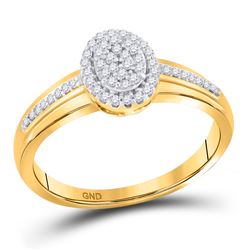 Womens Round Diamond Oval Cluster Ring 1/6 Cttw 10kt Yellow Gold - REF-15N9F