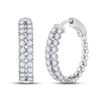 Image 1 : Womens Round Diamond Double Row Hoop Earrings 2 Cttw 14kt White Gold - REF-109F5W