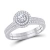 Image 1 : Round Diamond Bridal Wedding Ring Band Set 1/2 Cttw 10kt White Gold - REF-65H5R