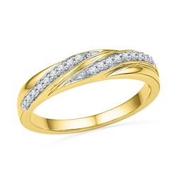 Womens Round Diamond Simple Band Ring 1/10 Cttw 10kt Yellow Gold - REF-13Y5N