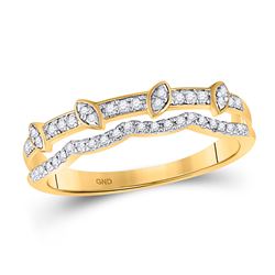 Womens Round Diamond Band Ring 1/5 Cttw 10kt Yellow Gold - REF-15X9A