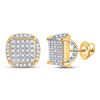 Image 1 : Mens Round Diamond Square Stud Earrings 1/3 Cttw 10kt Yellow Gold - REF-17A5M