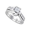 Image 1 : Diamond Princess Bridal Wedding Ring Band Set 1/2 Cttw 14kt White Gold - REF-57W5K
