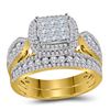 Image 1 : Princess Diamond Bridal Wedding Ring Band Set 1-1/2 Cttw 14kt Yellow Gold - REF-98X5A